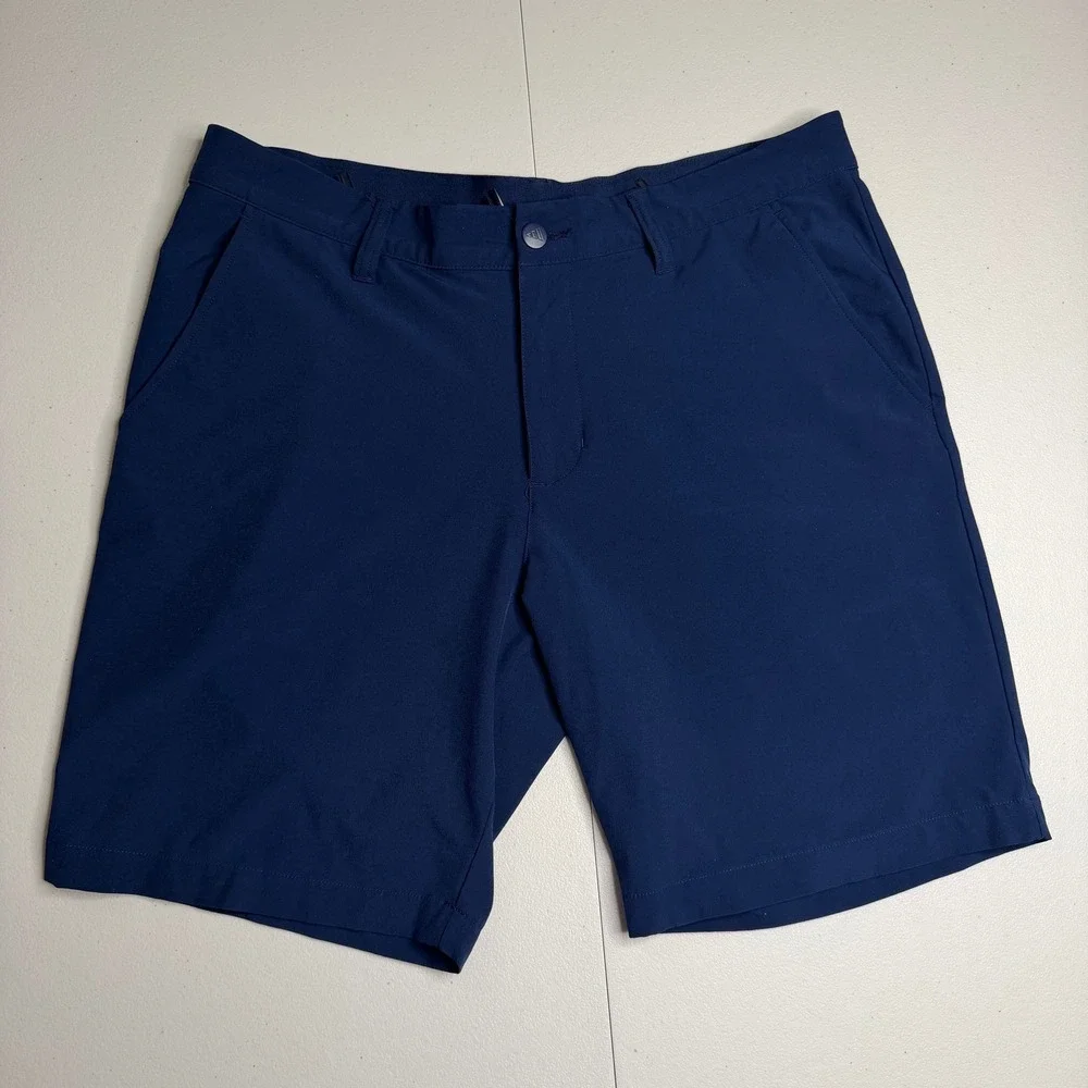Adidas Mens Navy Blue Golf Shorts Size 32 Stretch Performance Flat Front Sport